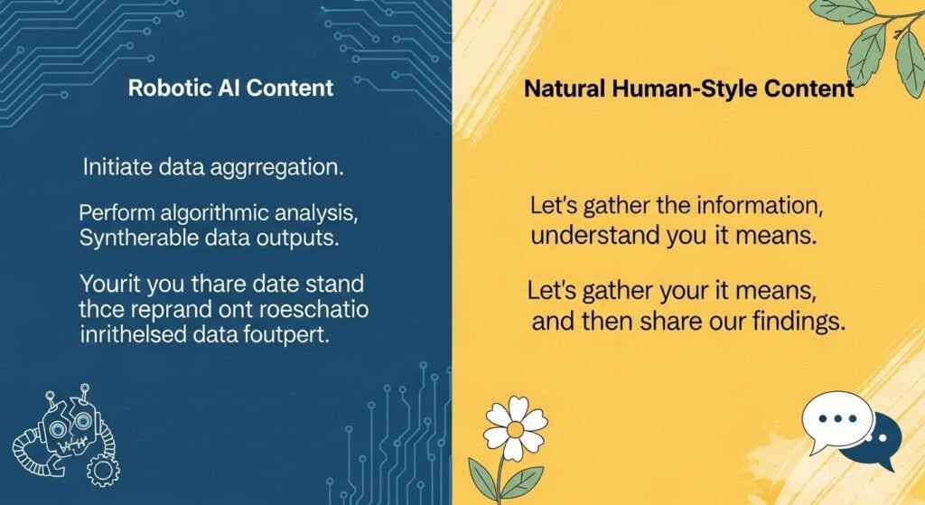 AI tools for SEO writing rewriting robotic blog content into human-style SEO text