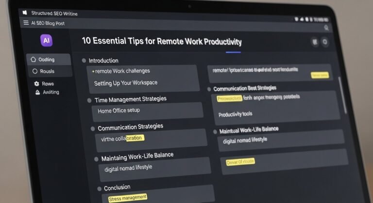 AI tools for SEO writing generating a structured blog post outline and headings for SEO content creation