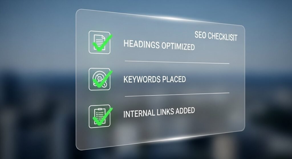 AI tools for SEO writing completing final SEO optimization checklist for blog posts
