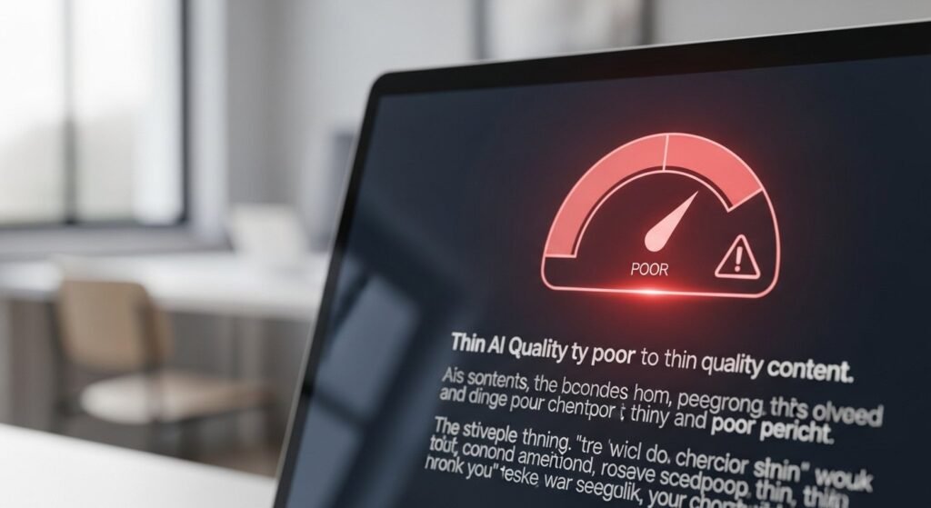 Do AI writing tools hurt SEO after Google updates? Illustration explaining why do AI writing tools hurt SEO when content is thin