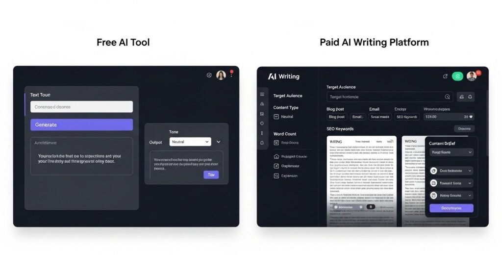 Free AI writing tools for bloggers compared with paid tools for long-form content
