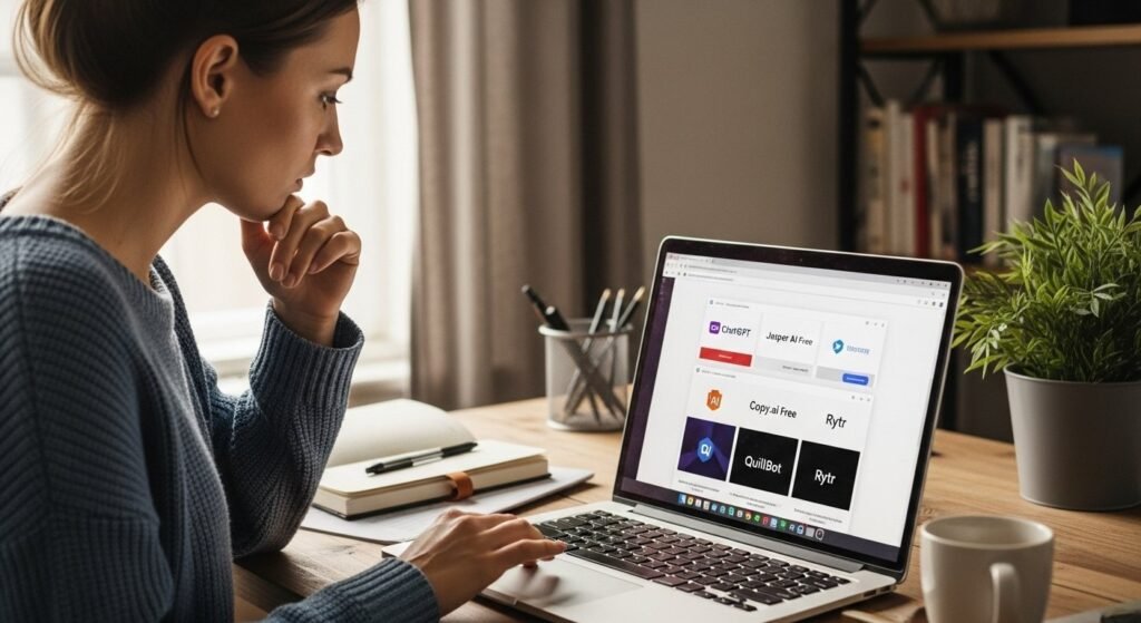 Free AI writing tools for bloggers attract beginners looking for no-cost content creation