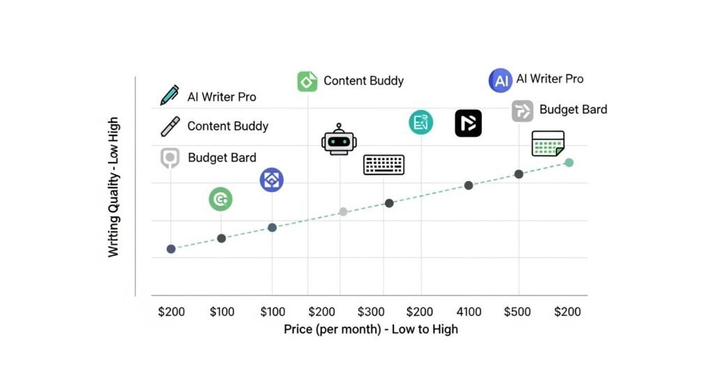 comparison of cheap ai writing tools based on output quality and price