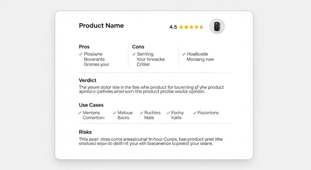 Single product review structure showing how AI tools for review writing support drafting without harming trust